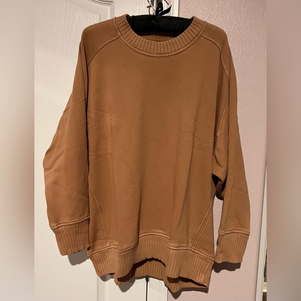 Aerie Down-To-Earth Crew Sweatshirt - Medium - Tan/Khaki - NWT